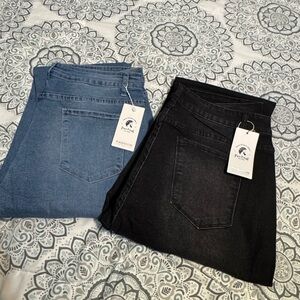 Women’s High-Rise Stretch Jeans - Black and Medium Blue XXL